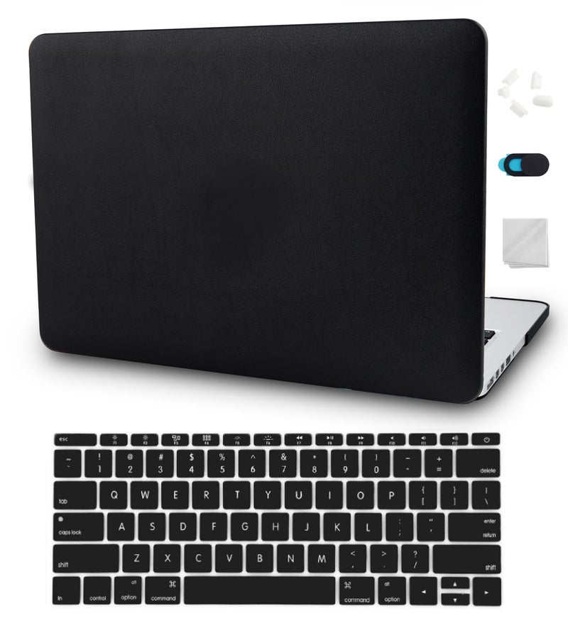 KECC Compatible with MacBook Pro 16 inch Case 2020 2019 Release A2141 Protective Italian Leather Hard Shell Case + Keyboard Cover, Black Leather - Image 2